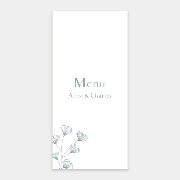 menu mariage feuilles de ginko