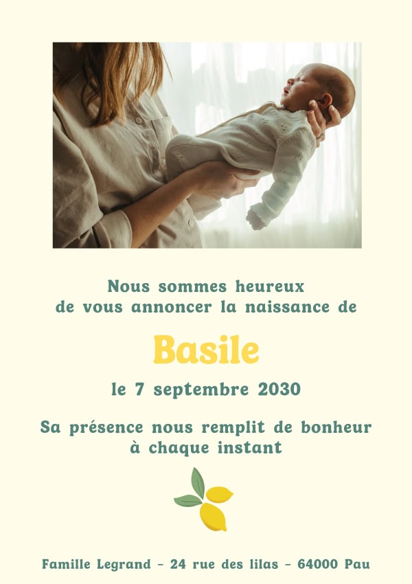 Faire-part naissance Citron – Image 3
