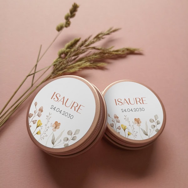 boite à dragées de baptême en métal or rose